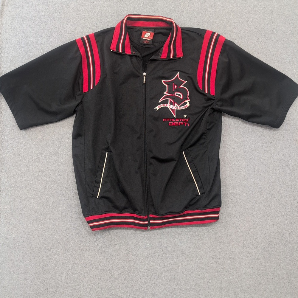 Brooklyn Athletic Dept Athletes Collect Short Sleeve Track Jacket XL Black Red - Picture 1 of 5